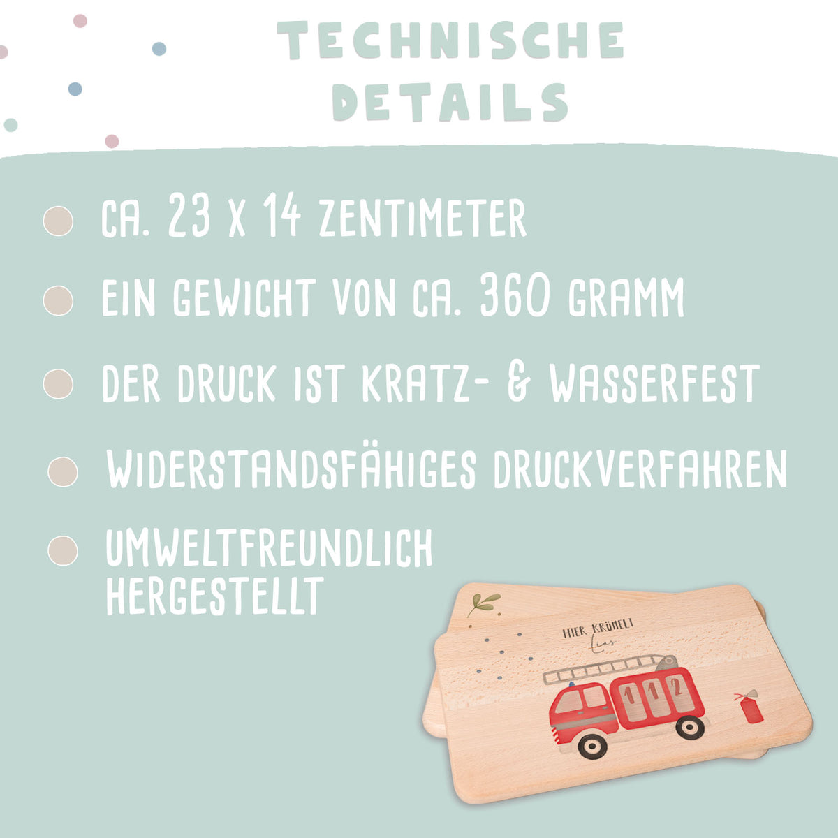 Frühstücksbrettchen Aquarell Feuerwehr Buche