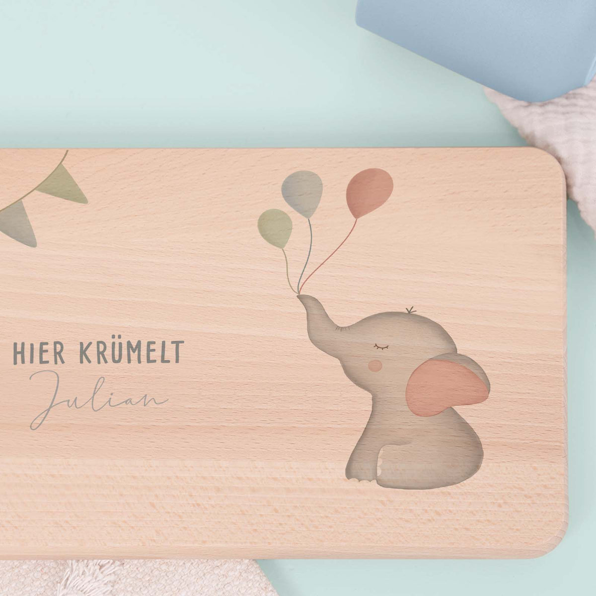 Frühstücksbrettchen Aquarell Elefant Buche