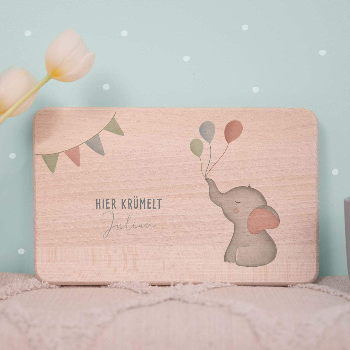Frühstücksbrettchen Aquarell Elefant Buche