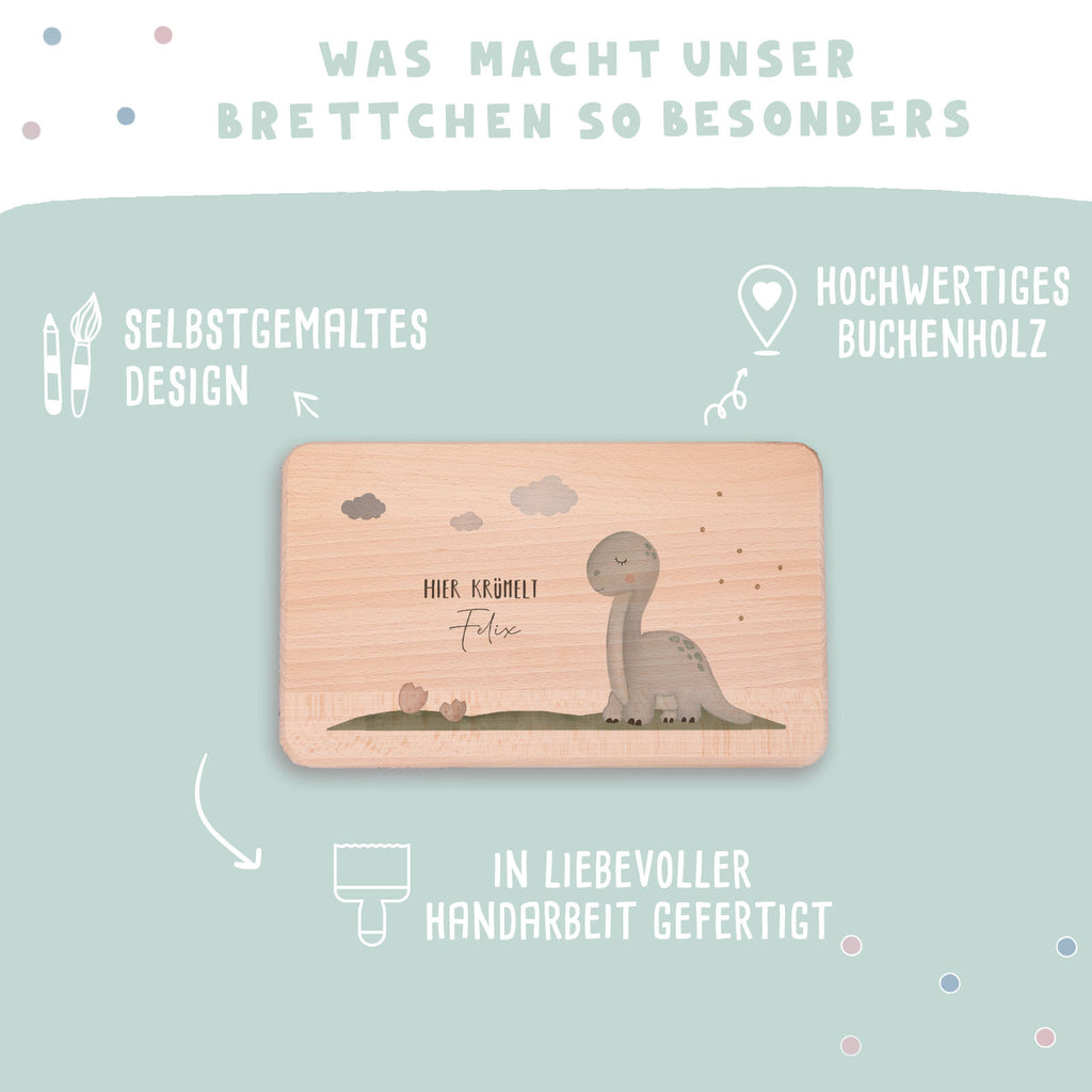 Frühstücksbrettchen Aquarell Dino Buche