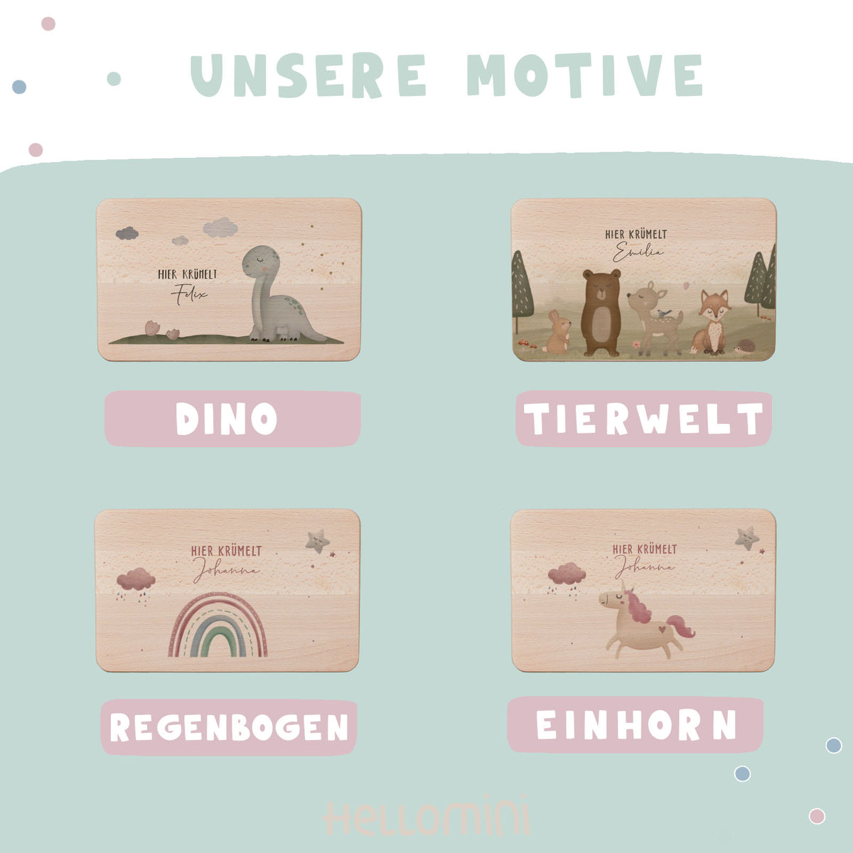 Frühstücksbrettchen Aquarell Dino Buche