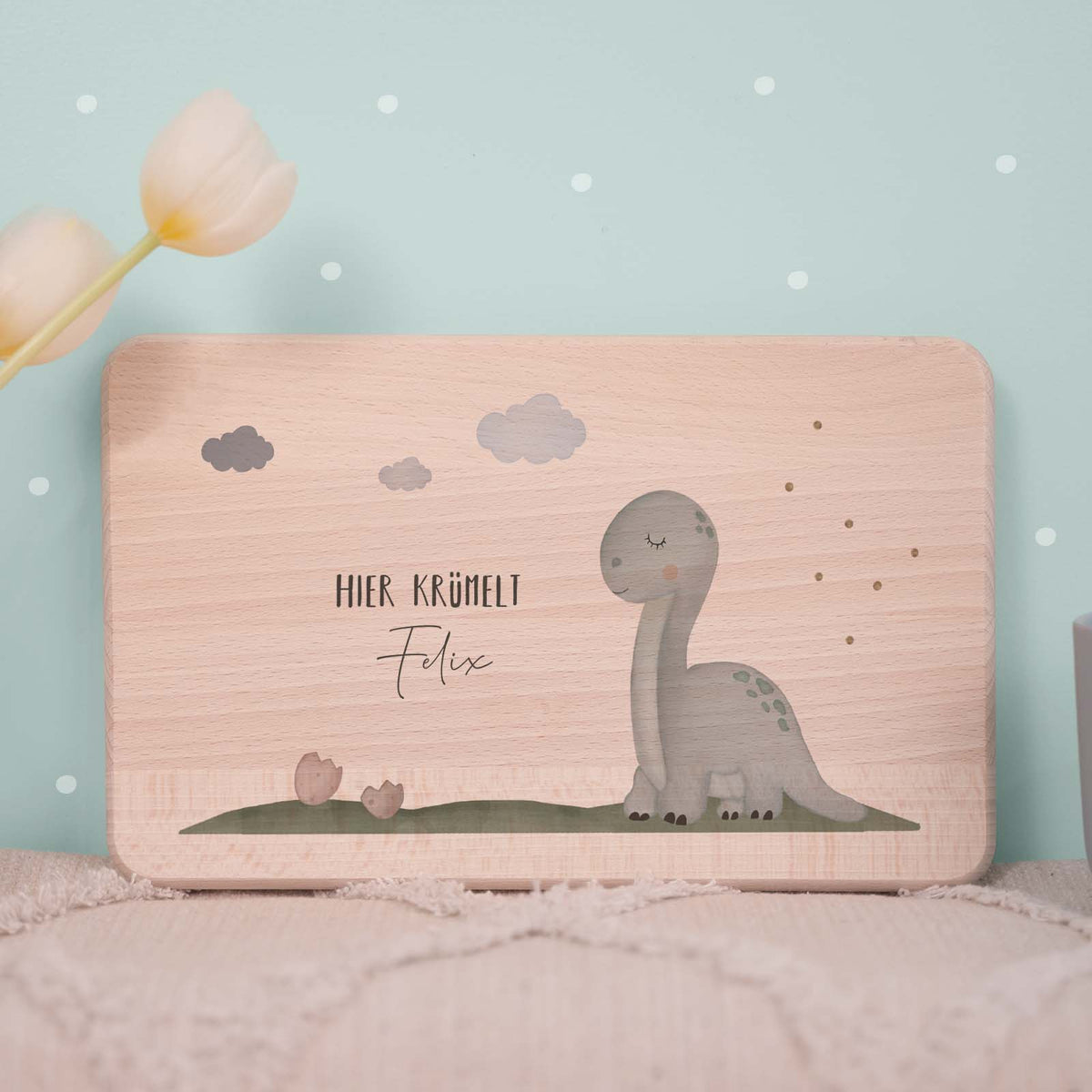 Frühstücksbrettchen Aquarell Dino Buche