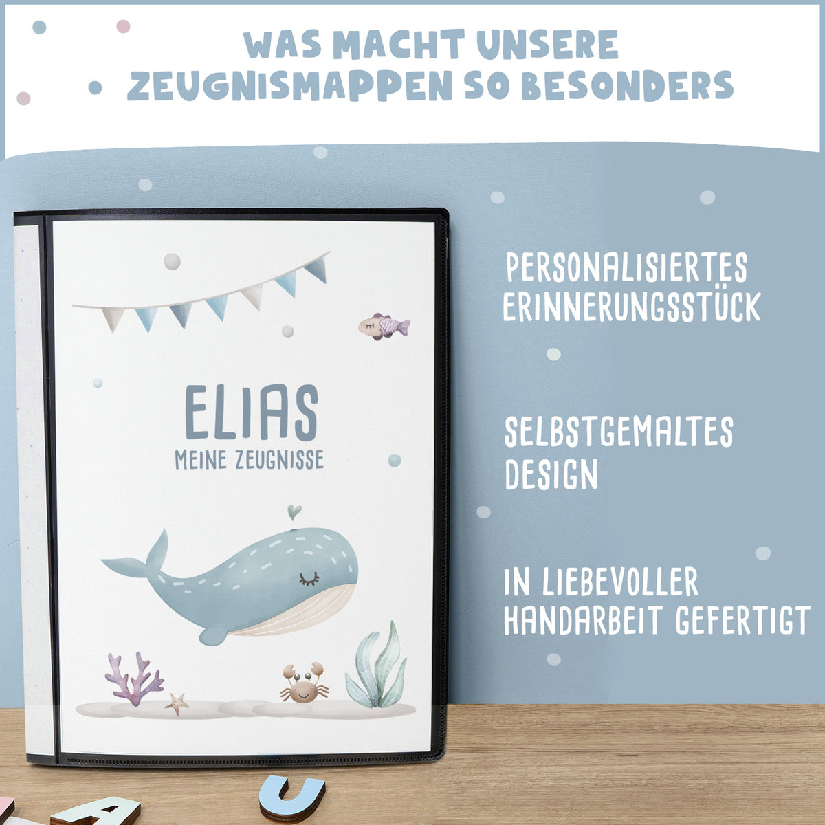 Zeugnismappe "Wal" DIN A4