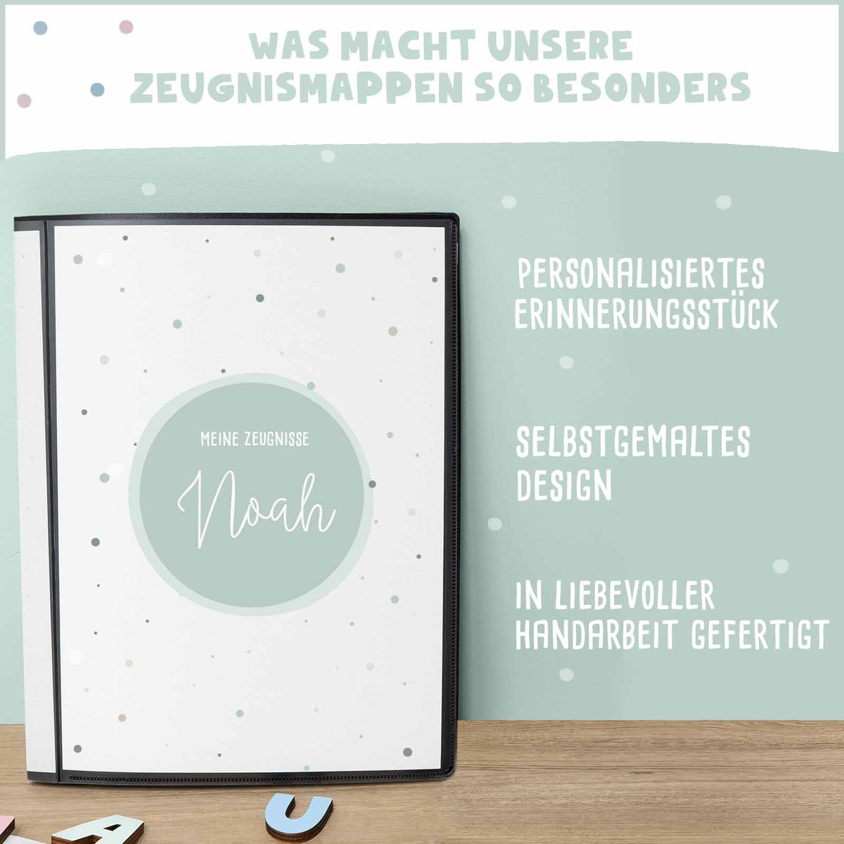 Zeugnismappe "Bunte Punkte" DIN A4