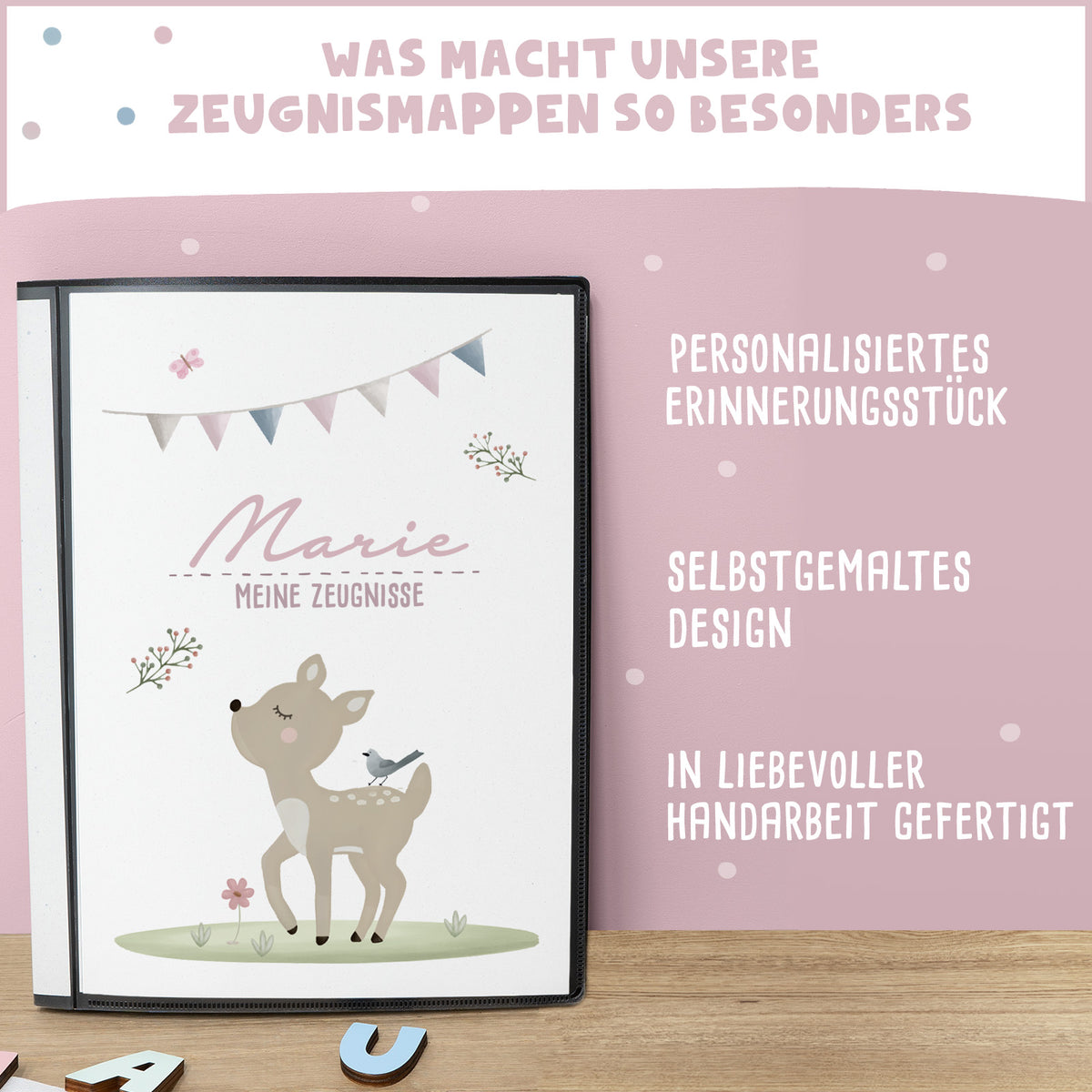 Zeugnismappe "Reh" DIN A4