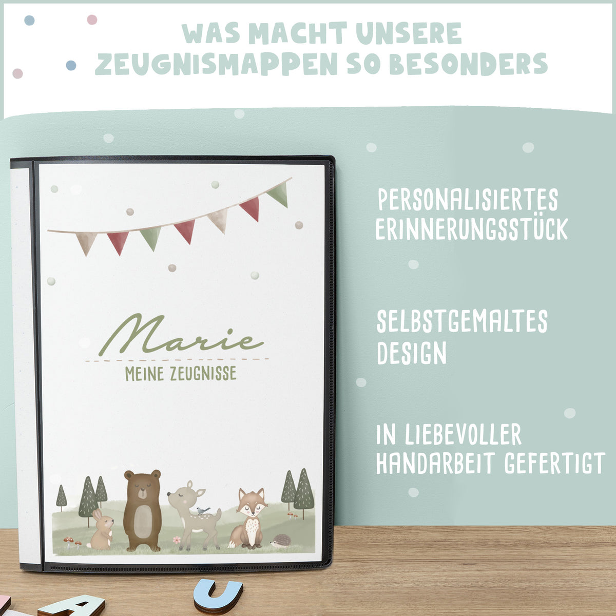 Zeugnismappe "Waldmotiv" DIN A4
