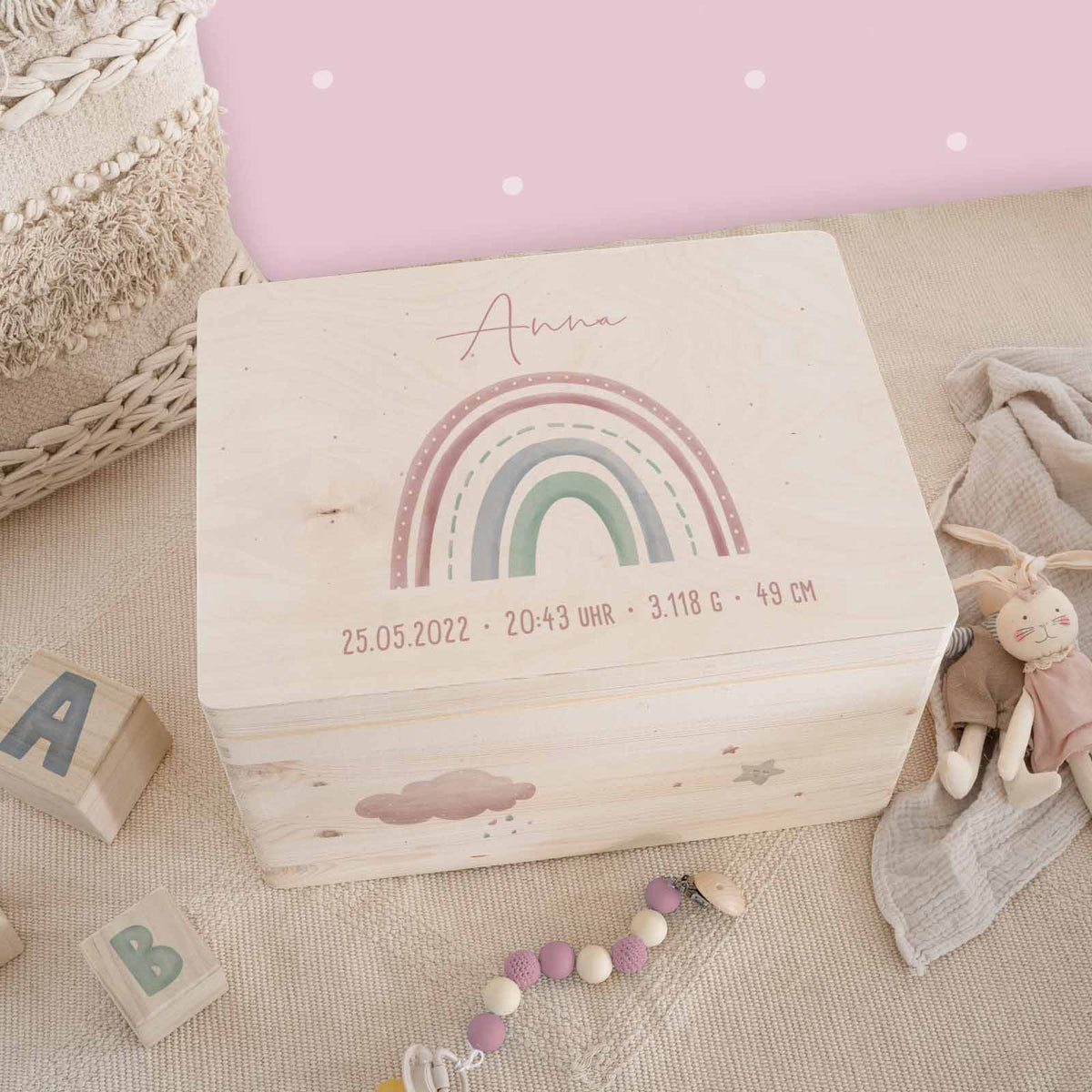 Erinnerungsbox "Rosa Regenbogen" Aquarell