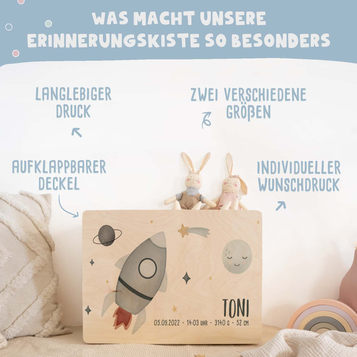 Erinnerungsbox "Rakete" Aquarell