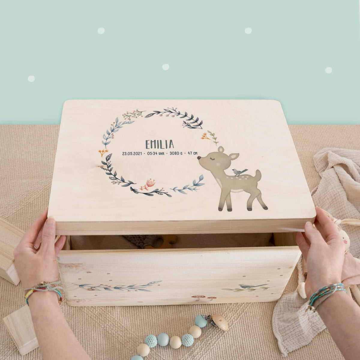 Erinnerungsbox "Rehkitz" Aquarell