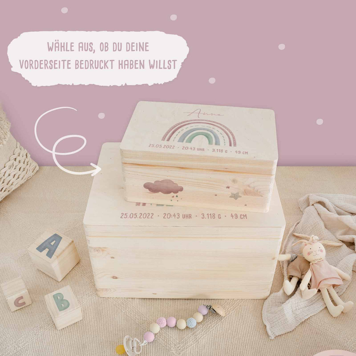 Erinnerungsbox "Rosa Regenbogen" Aquarell