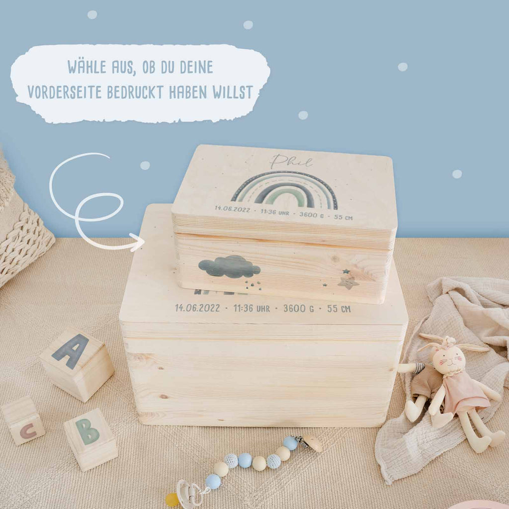 Erinnerungsbox "Regenbogen Blau" Aquarell