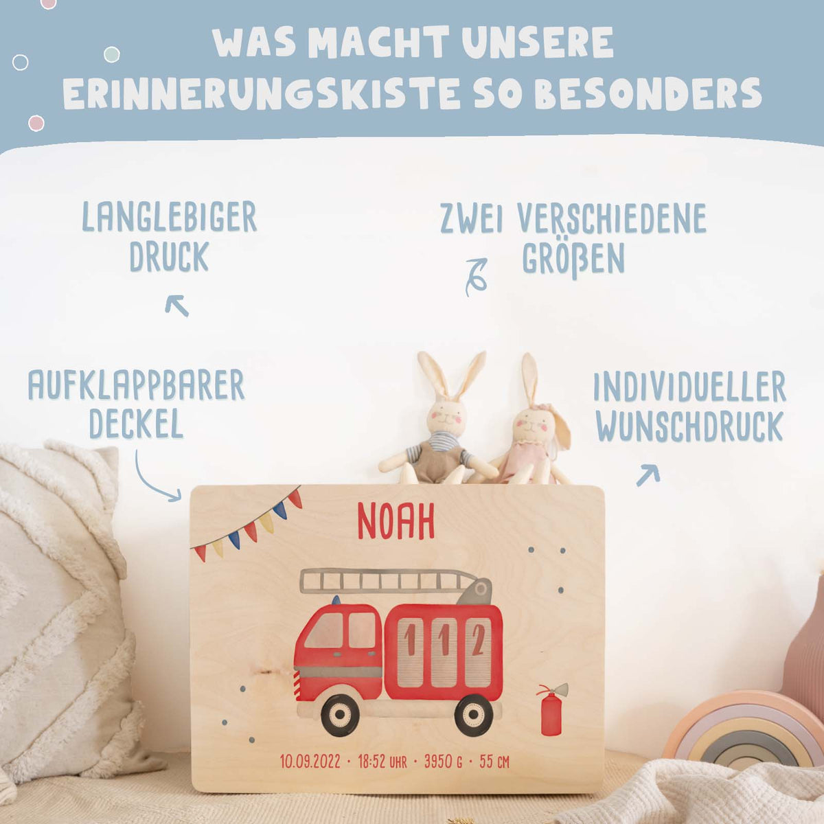 Erinnerungsbox "Feuerwehr" Aquarell