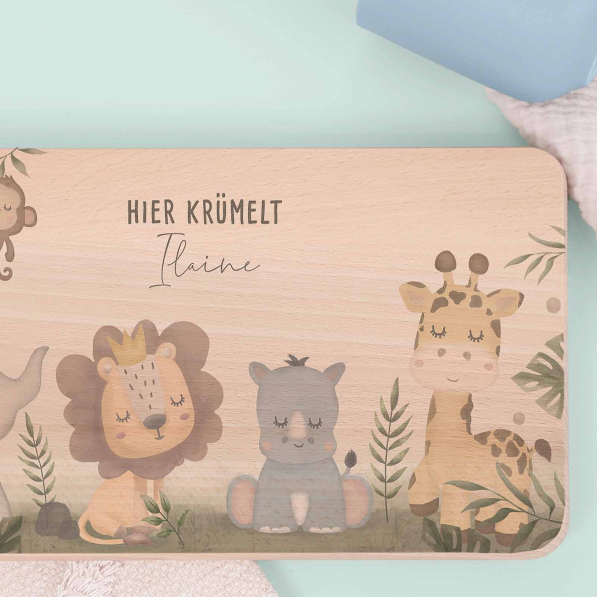 Frühstücksbrettchen Aquarell Safari-Motiv Buche