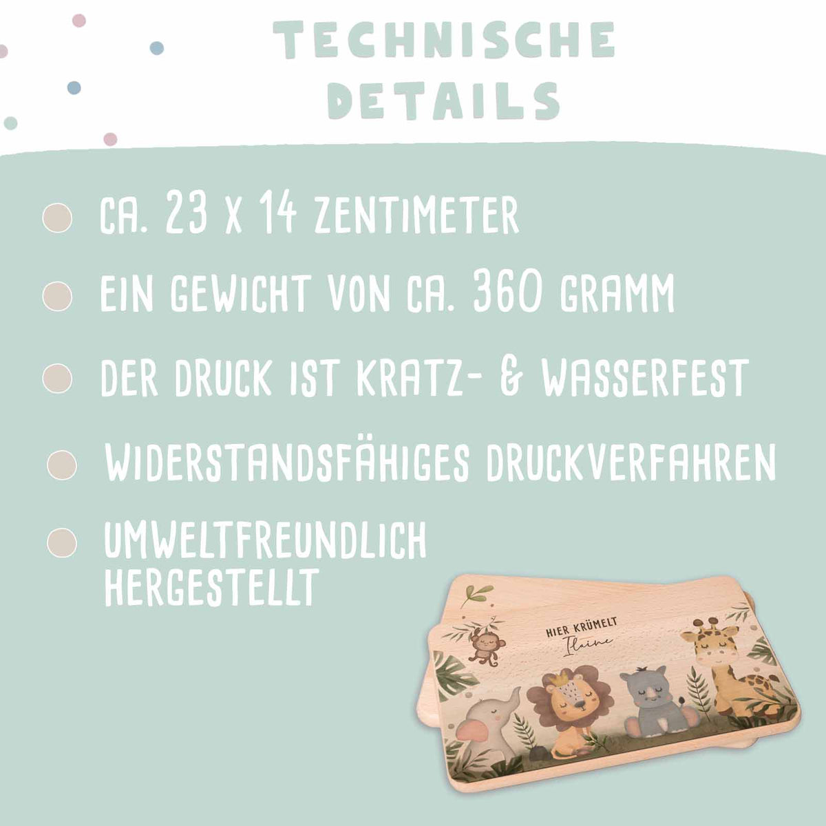 Frühstücksbrettchen Aquarell Safari-Motiv Buche
