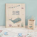Einschulungs-Set Zeugnismappe und Stiftehalter "Wal"