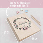 Zeugnismappe Holz Ringbuch "Blumenkranz"