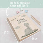 Einschulungs-Set Zeugnismappe und Stiftehalter "Grauer Dino"
