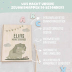 Zeugnismappe Holz Ringbuch "Grüner Dino"