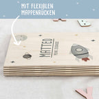 Zeugnismappe Holz Ringbuch "Rakete"