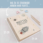 Zeugnismappe Holz Ringbuch "Rakete"