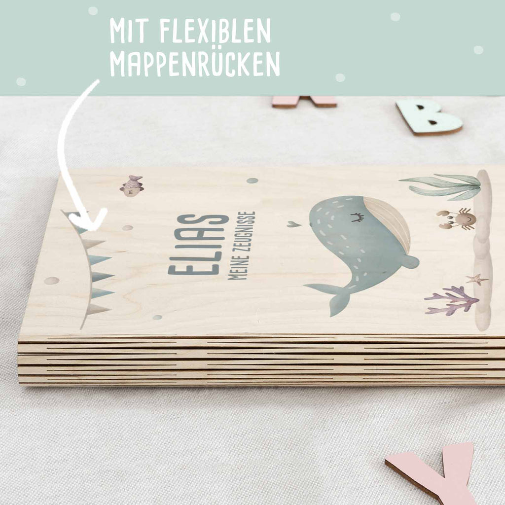 Einschulungs-Set Zeugnismappe und Stiftehalter "Wal"