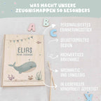 Einschulungs-Set Zeugnismappe und Stiftehalter "Wal"