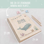 Einschulungs-Set Zeugnismappe und Stiftehalter "Wal"