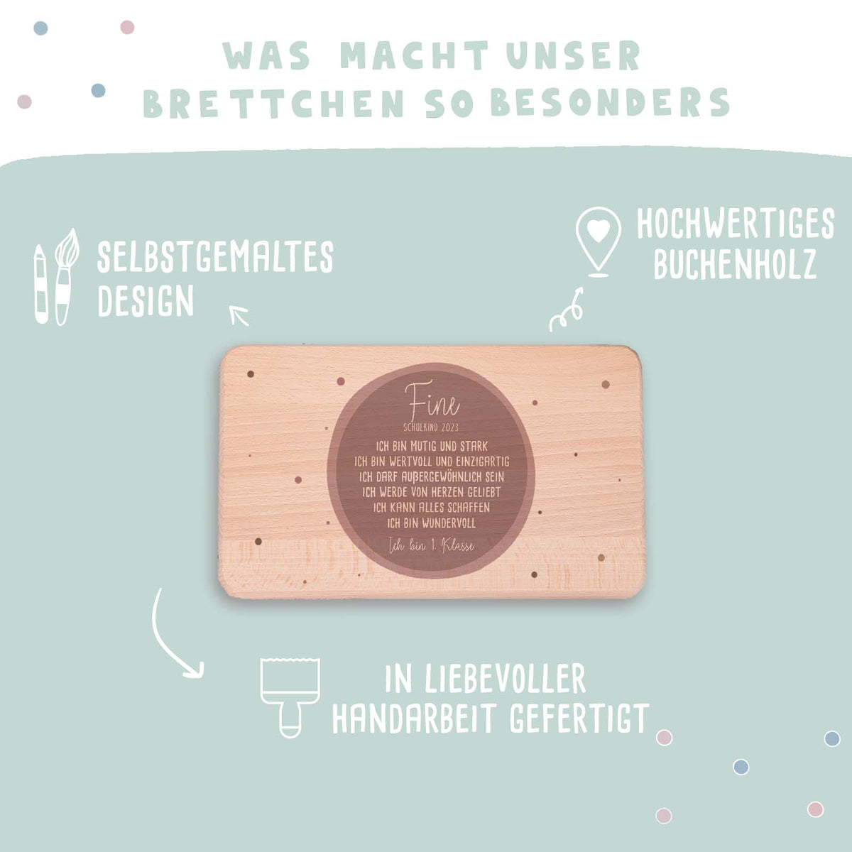 Frühstücksbrettchen "Affirmation rosa" Buche