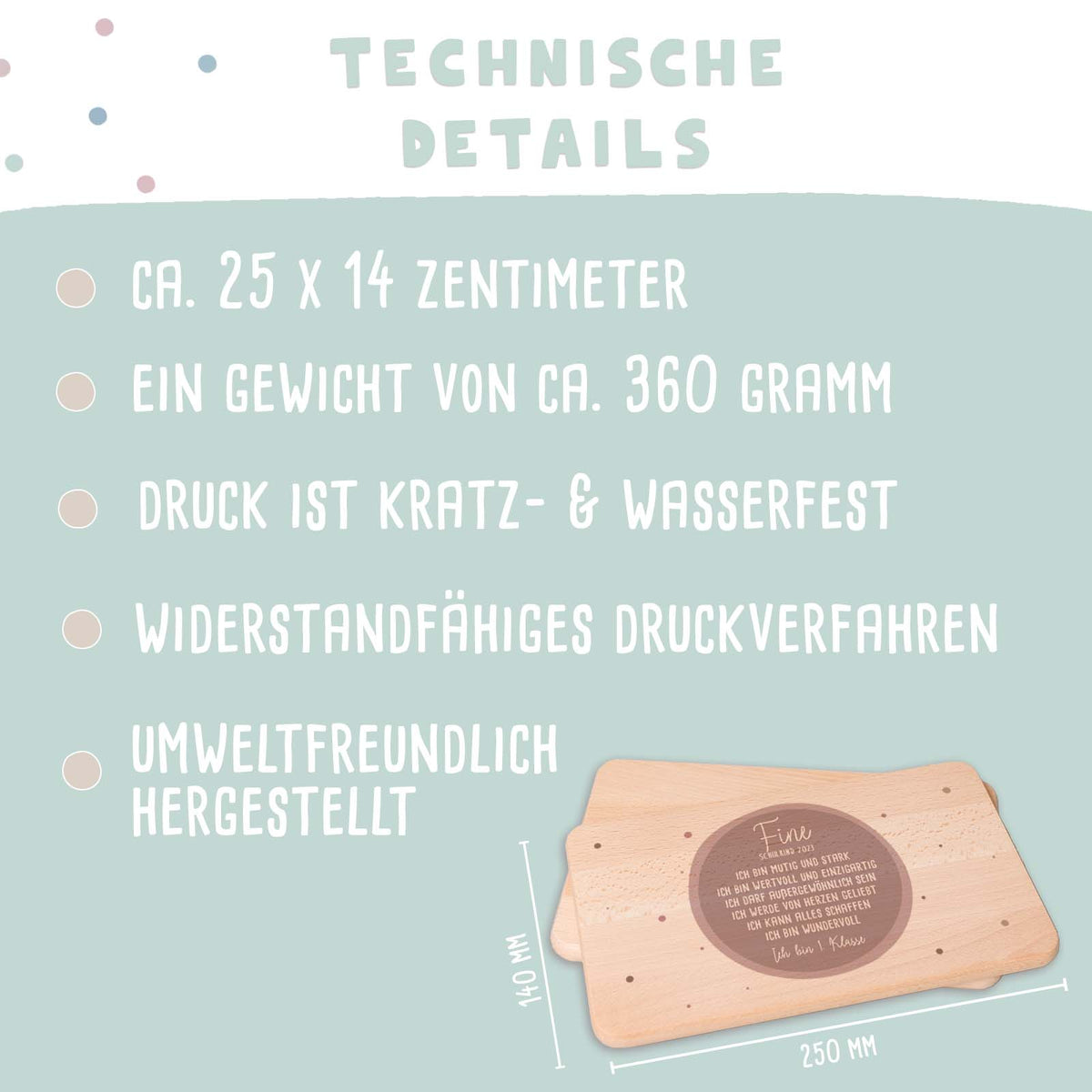 Frühstücksbrettchen "Affirmation rosa" Buche