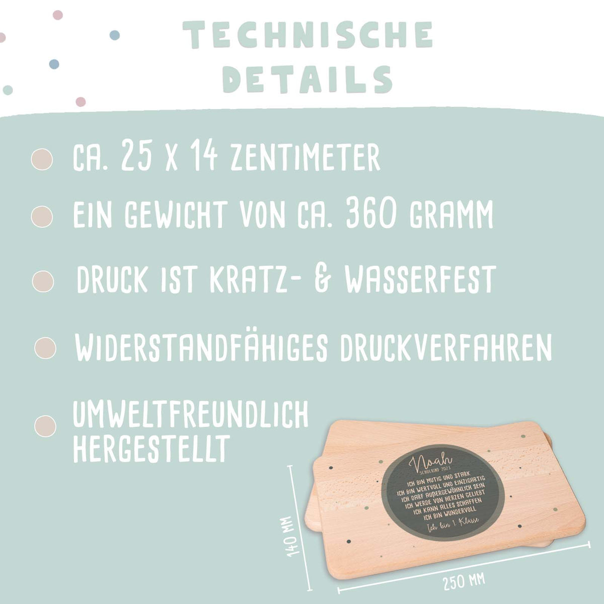 Frühstücksbrettchen "Affirmation blau" Buche
