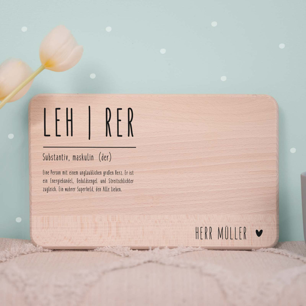 Frühstücksbrettchen "Lehrer" Buche