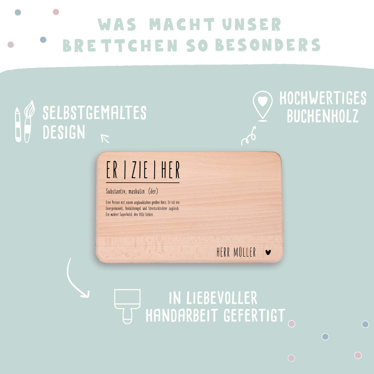 Frühstücksbrettchen "Erzieher" Buche