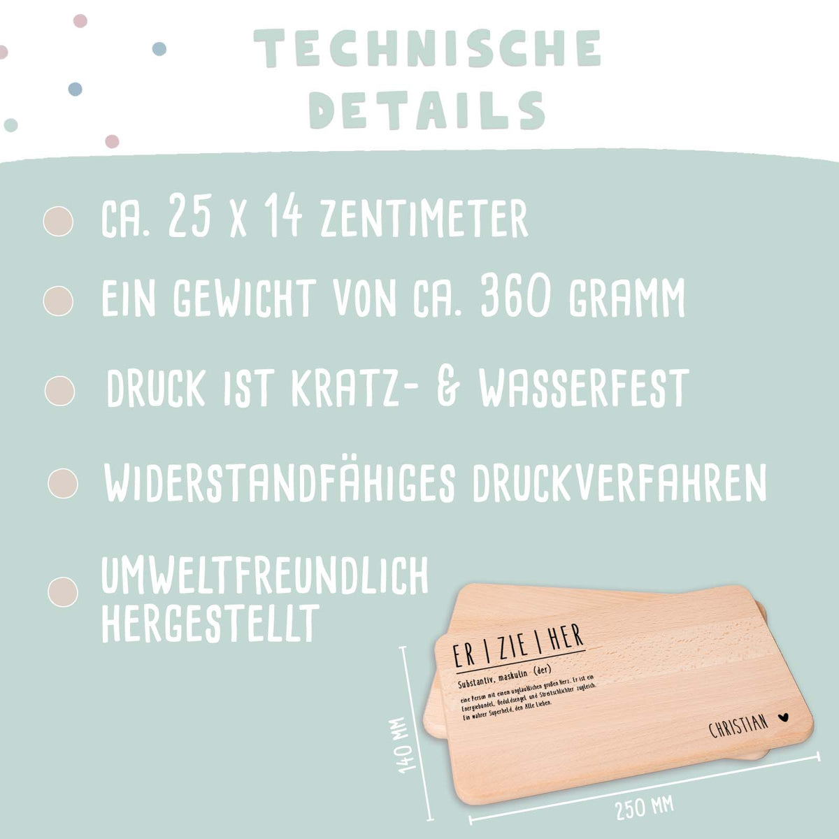 Frühstücksbrettchen "Erzieher" Buche