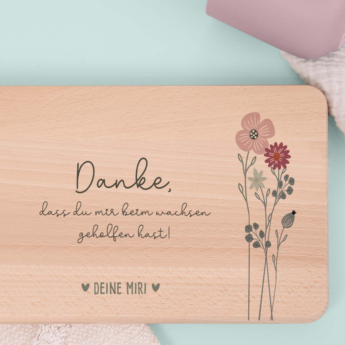 Frühstücksbrettchen "Danke" Abschiedsgeschenk Buche