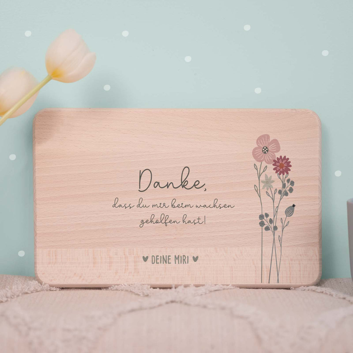 Frühstücksbrettchen "Danke" Abschiedsgeschenk Buche
