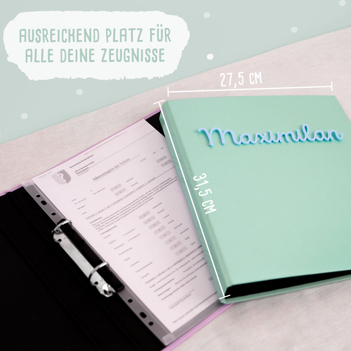 Falken Zeugnismappe Karton Ringbuch mit 3D-Name A4 Blau