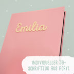 Falken Zeugnismappe Karton Ringbuch mit 3D-Name A4 Rosa