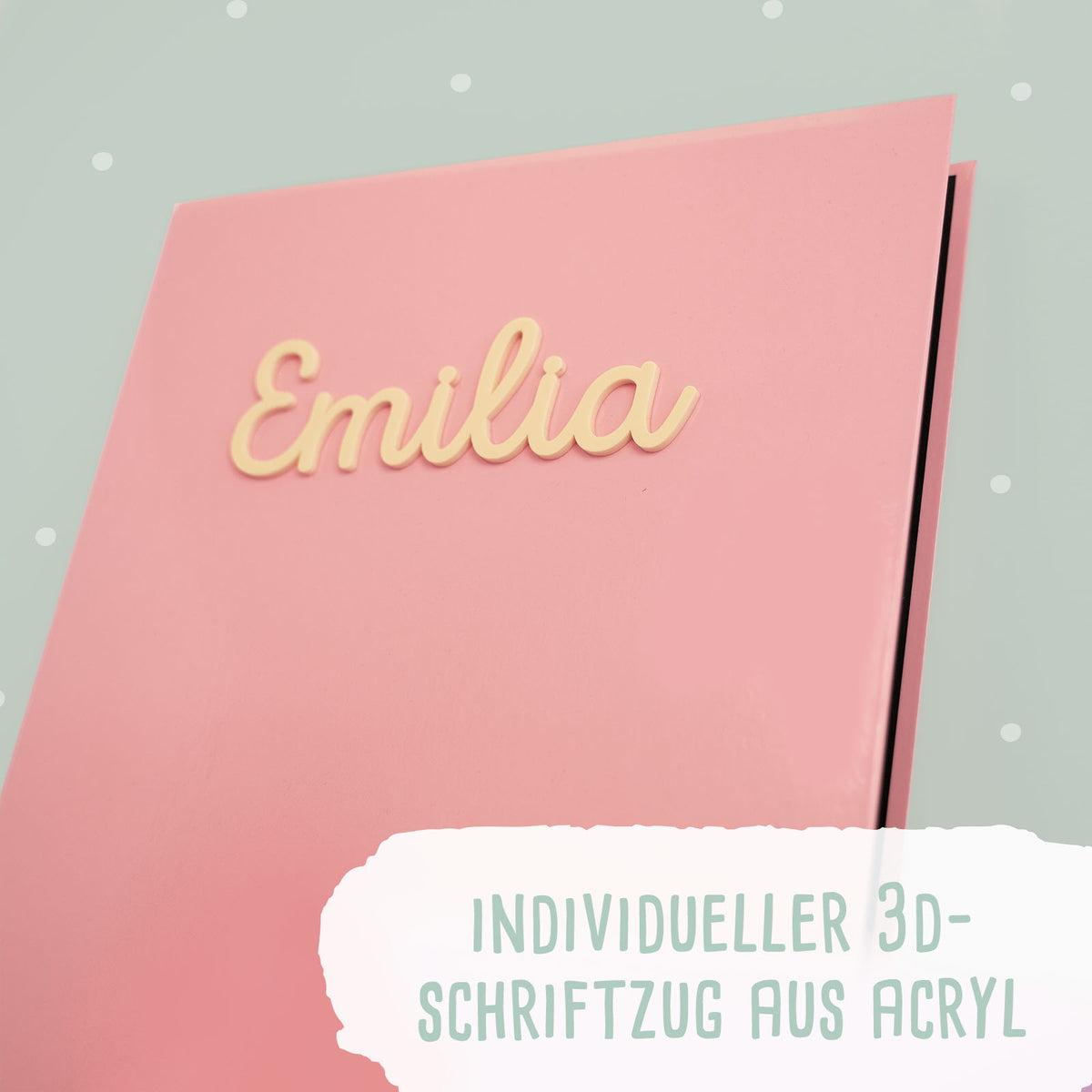 Falken Zeugnismappe Karton Ringbuch mit 3D-Name A4 Rosa