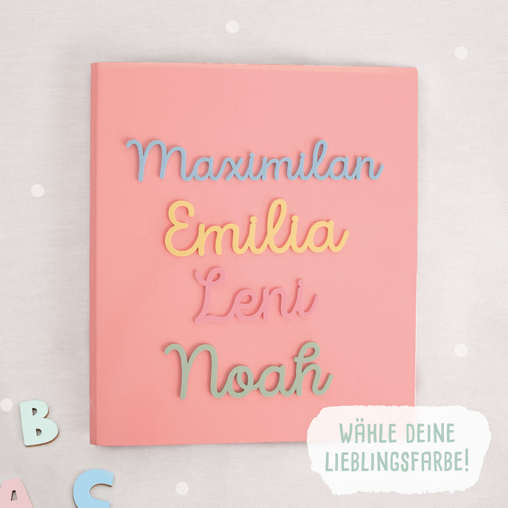 Falken Zeugnismappe Karton Ringbuch mit 3D-Name A4 Rosa