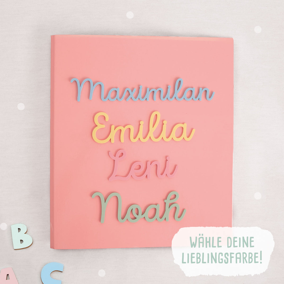 Falken Zeugnismappe Karton Ringbuch mit 3D-Name A4 Rosa