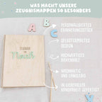 Einschulungs-Set Zeugnismappe und Stiftehalter 3D-Name "Sprüche"