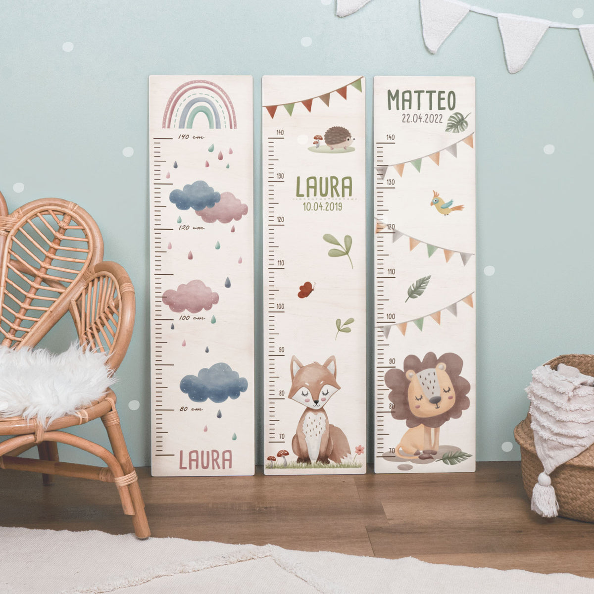 Bunte Messlatte für Kinder Löwe