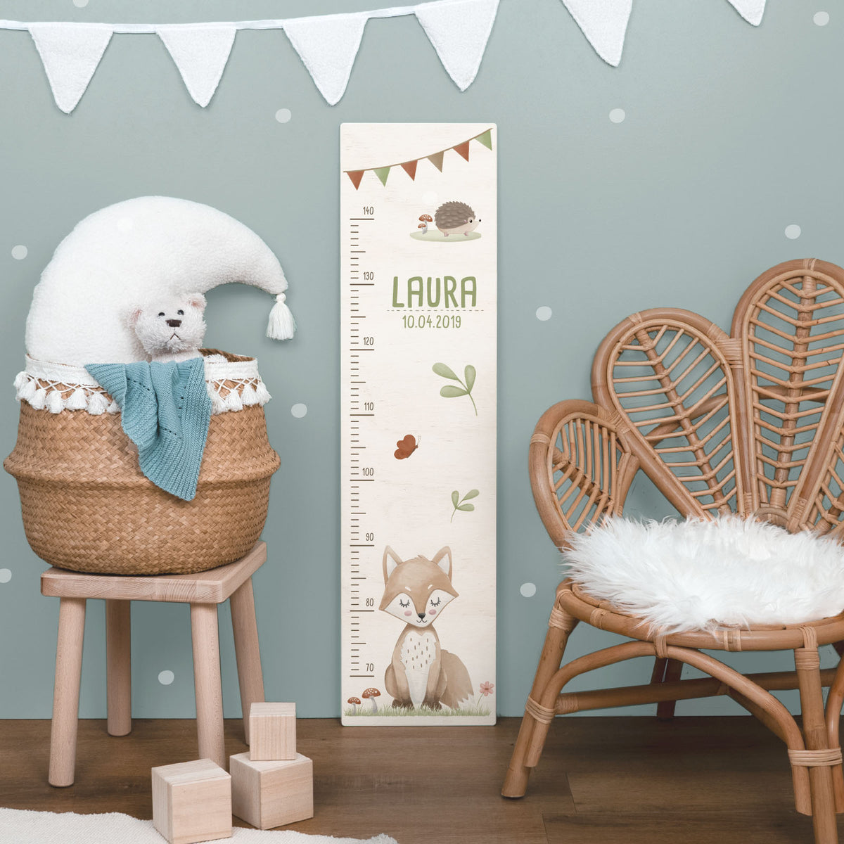 Bunte Messlatte für Kinder Fuchs