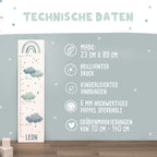 Bunte Messlatte für Kinder Blauer Regenbogen