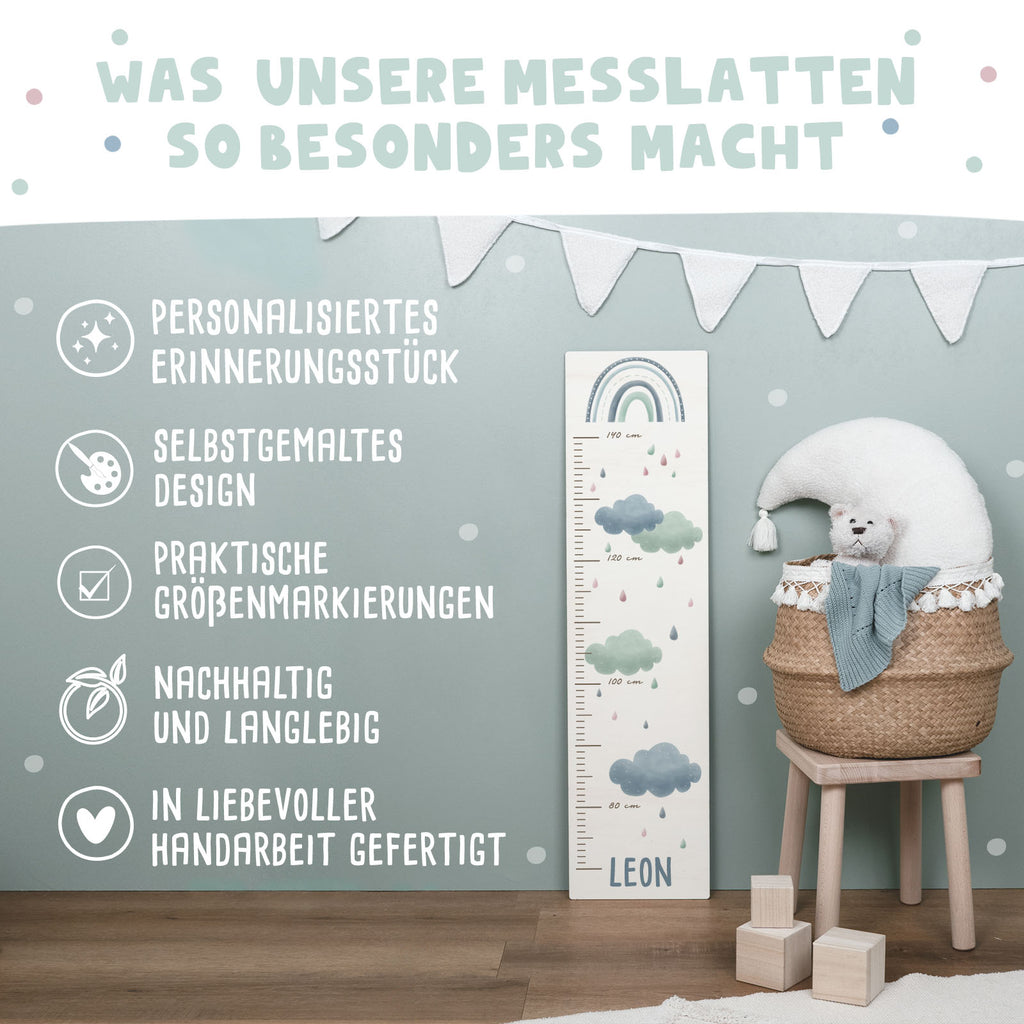Bunte Messlatte für Kinder Blauer Regenbogen