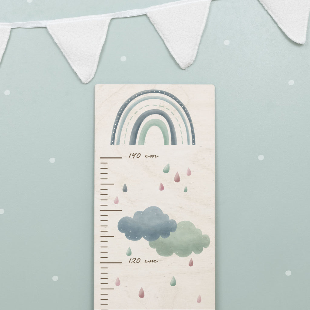 Bunte Messlatte für Kinder Blauer Regenbogen