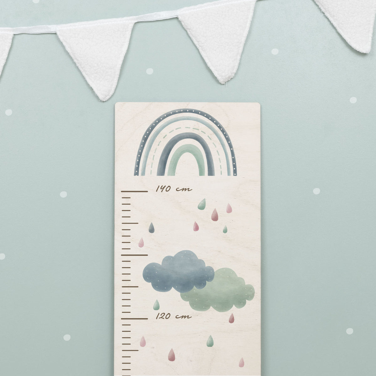 Bunte Messlatte für Kinder Blauer Regenbogen
