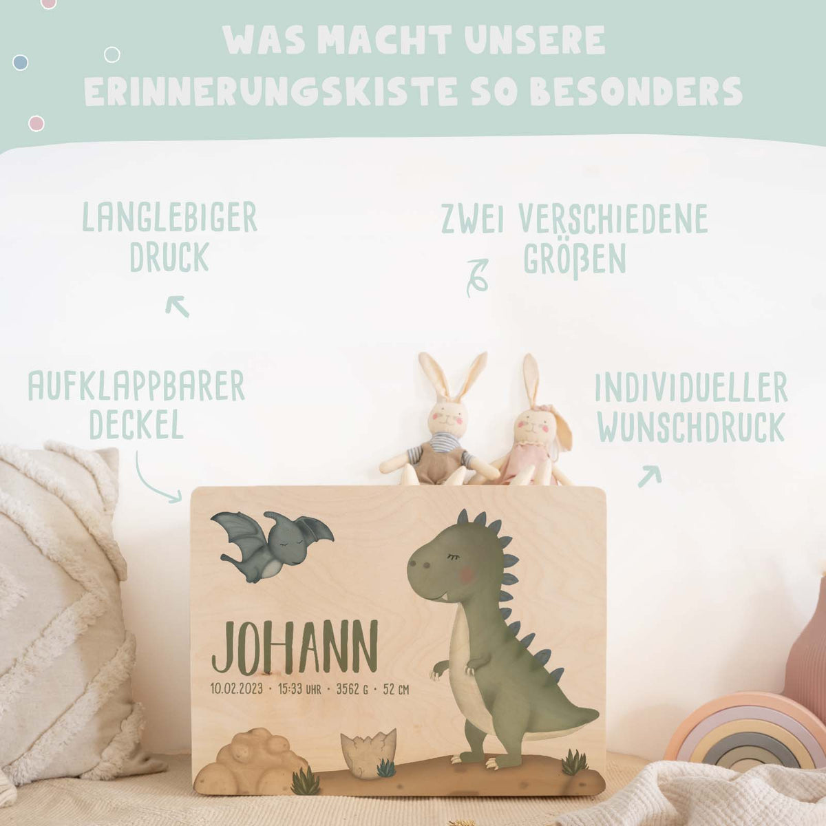 Erinnerungsbox "T-Rex" Aquarell