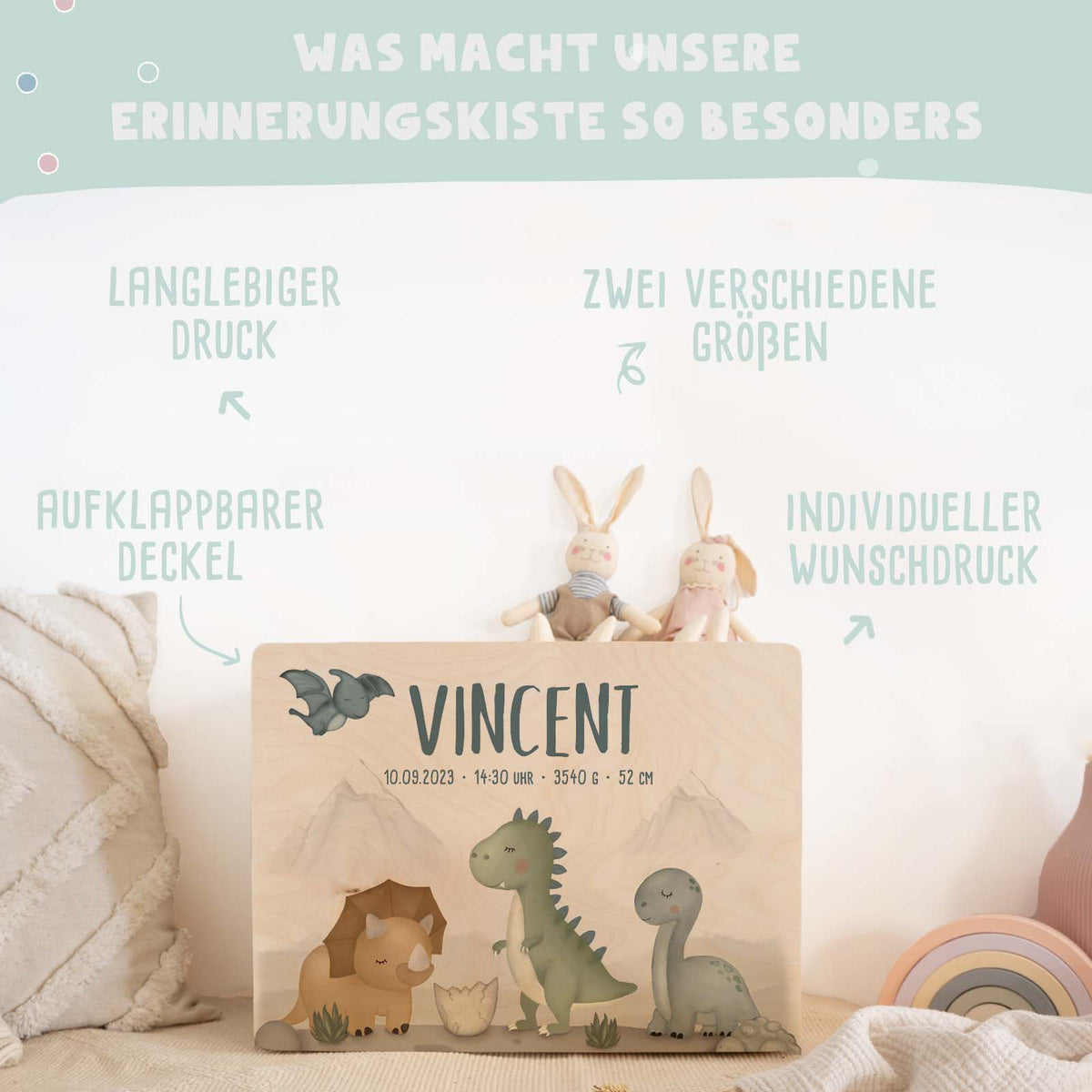 Erinnerungsbox "Dinowelt" Aquarell