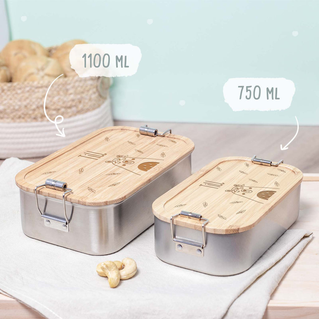 Lunchbox & Trinkflasche Bambusdeckel Set "Bär"
